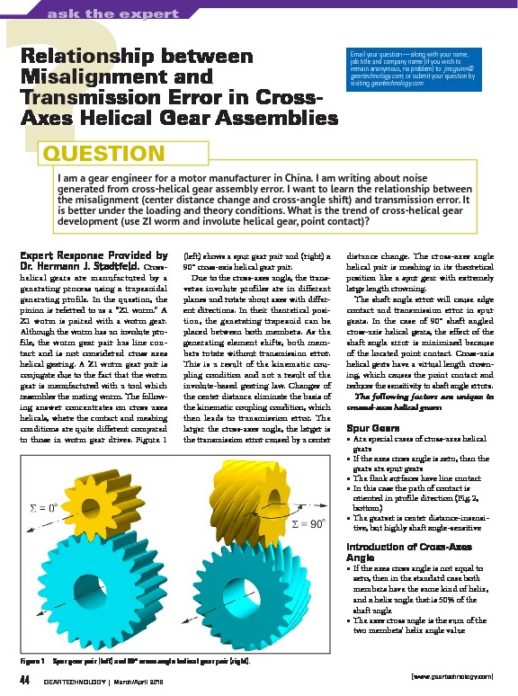 Relationship between Misalignment and Transmission Error in Cross